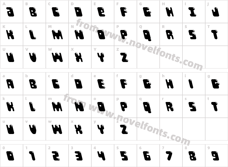 Bubble Butt LeftalicCharacter Map