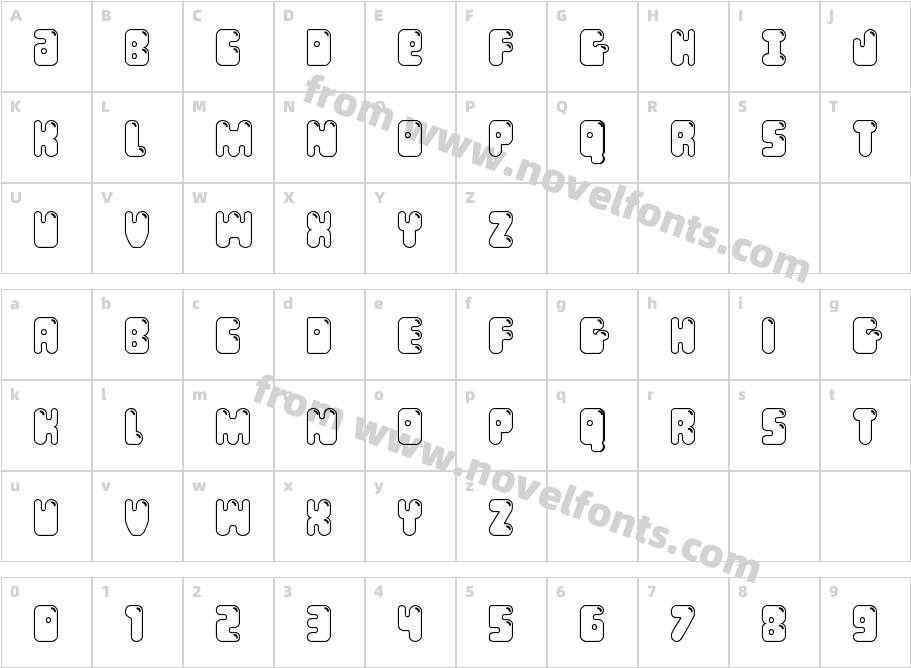 Bubble Butt Outline RegularCharacter Map