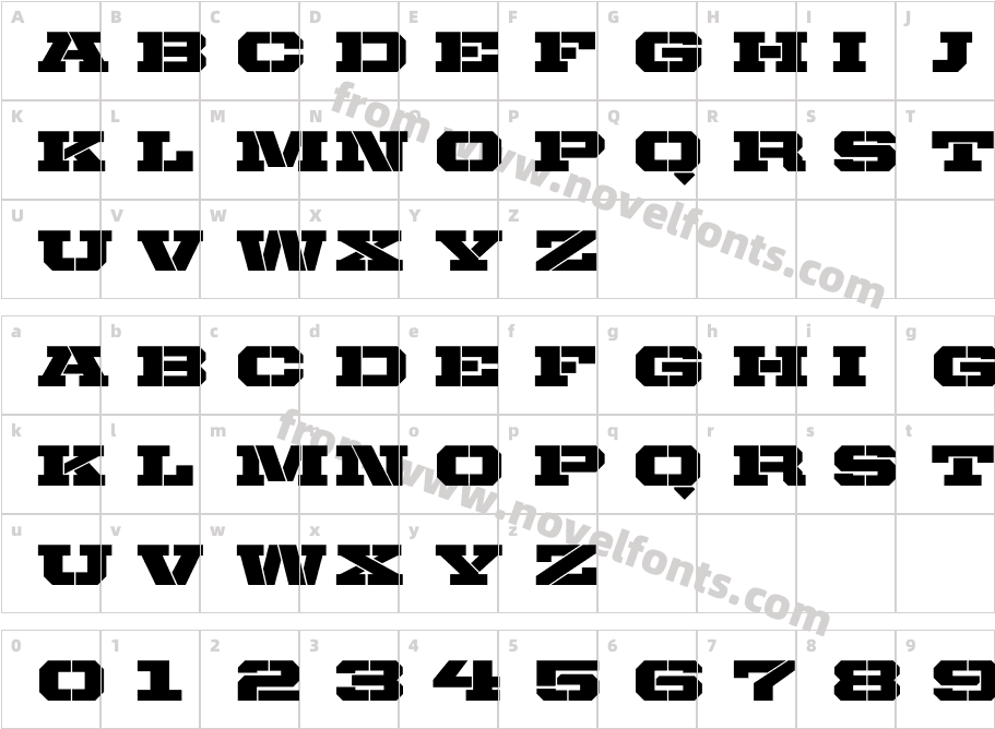 United Serif Ext StencilCharacter Map