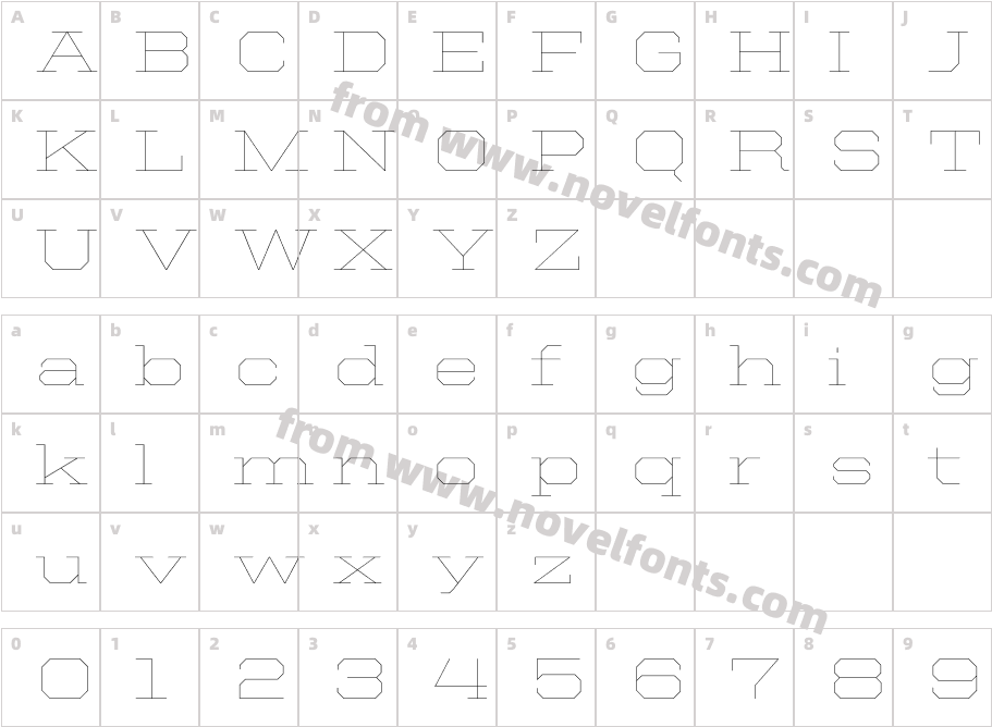 United Serif Ext ThinCharacter Map