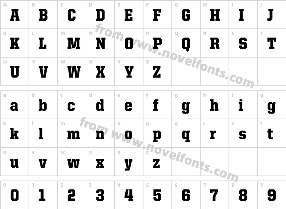 United Serif Semi Cond BlackCharacter Map