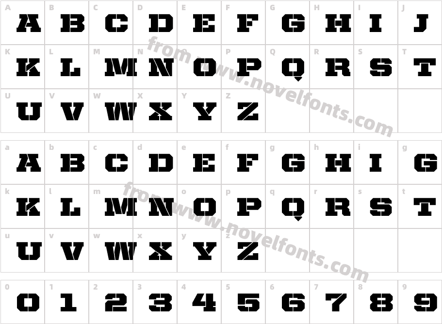 United Serif Semi Ext StencilCharacter Map