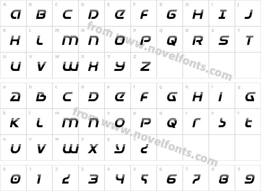 Universal Jack Halftone ItalicCharacter Map