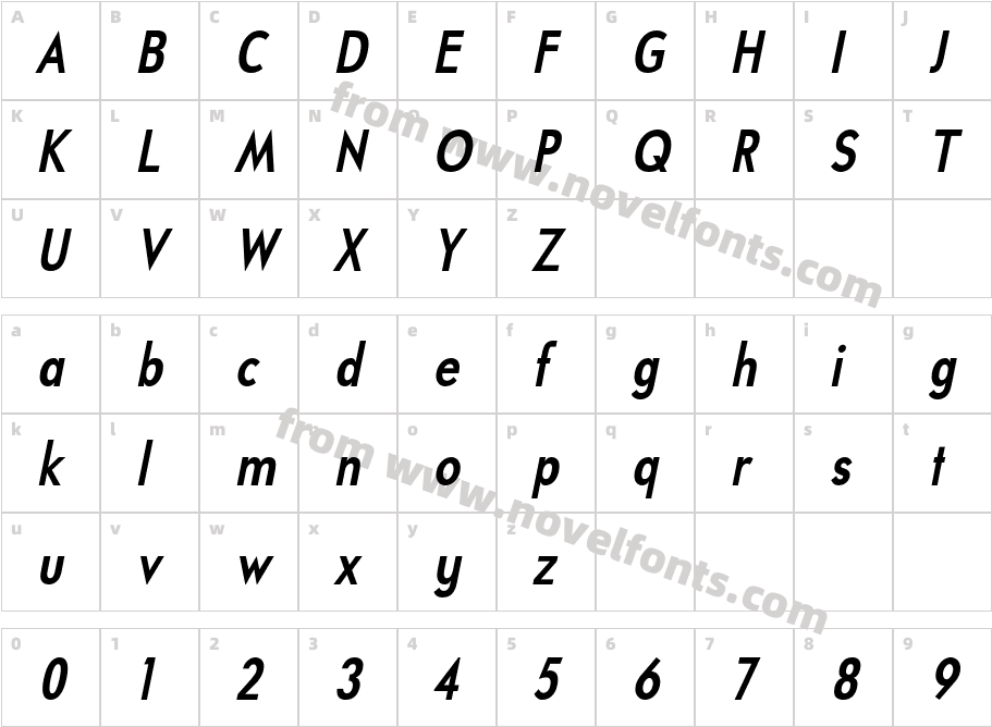 UniversalisADF Std Bold Cond ItCharacter Map