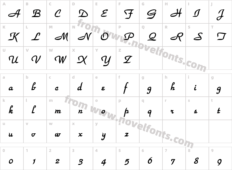 Upscale ScriptS Si BoldCharacter Map