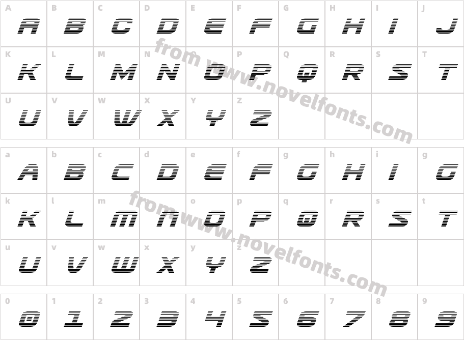 Usuzi Gradient ItalicCharacter Map