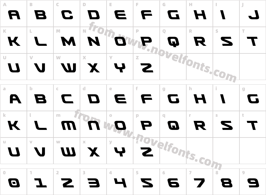 Usuzi LeftalicCharacter Map