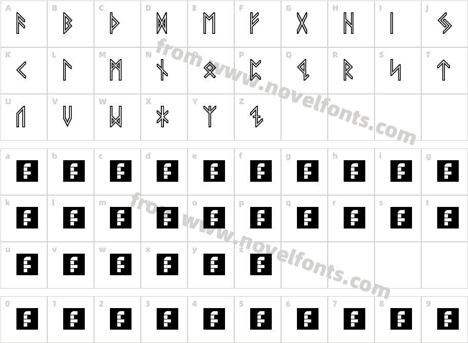 VIKING, ELDER Runes RegularCharacter Map