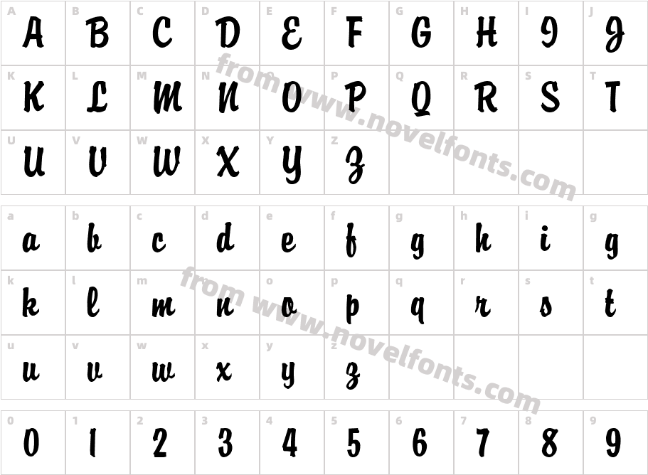 VNI Briquet NormalCharacter Map