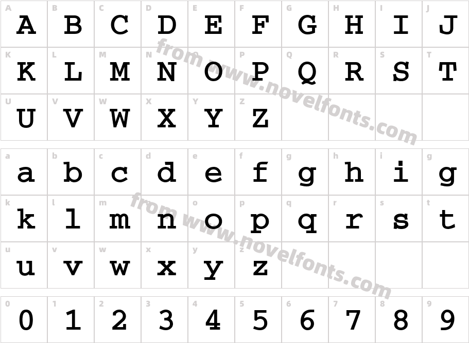 VNI Couri BoldCharacter Map