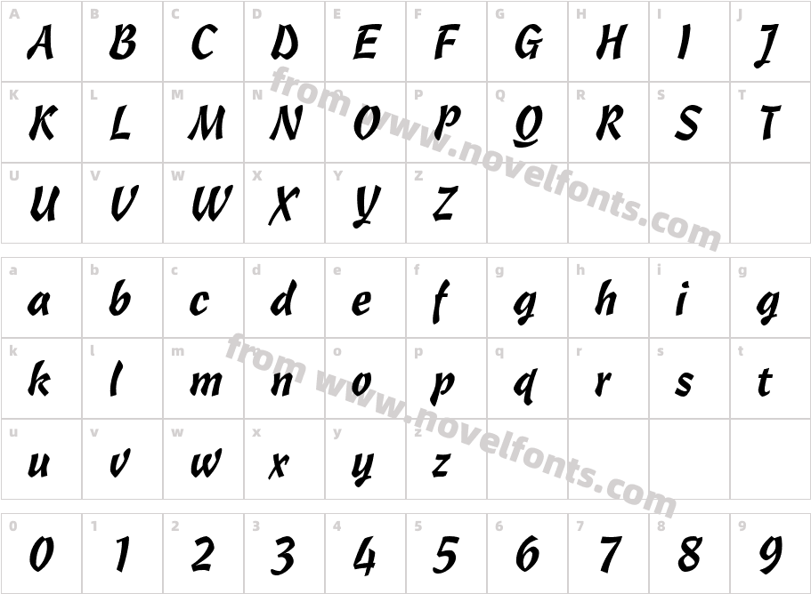 VNI Freewrite Bold ItalicCharacter Map