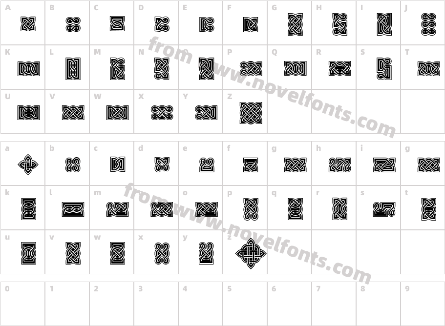 VT Celtic Knots Volume TwoCharacter Map