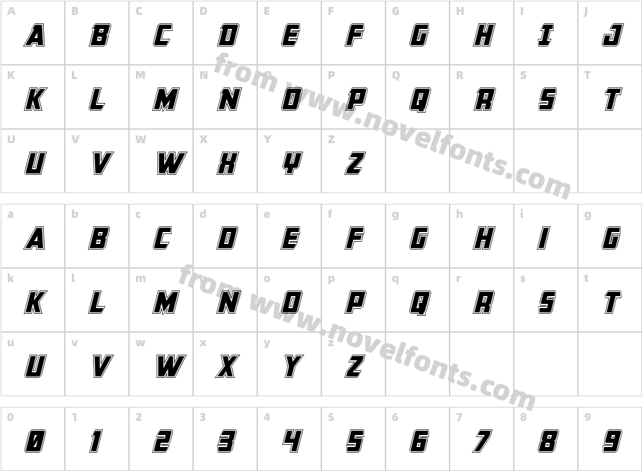 Buchanan Academy ItalicCharacter Map