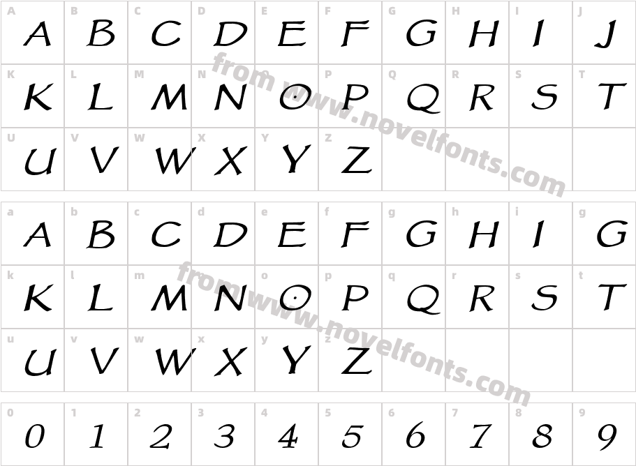 VTC Goblin Hand ItalicCharacter Map