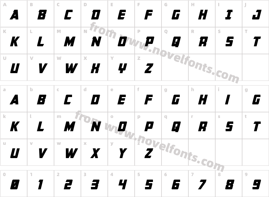 Buchanan Bold ItalicCharacter Map