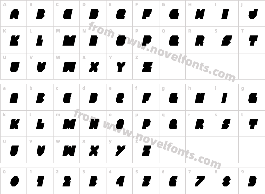 VX Rocket Condensed ItalicCharacter Map