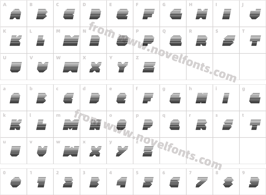 VX Rocket Gradient ItalicCharacter Map