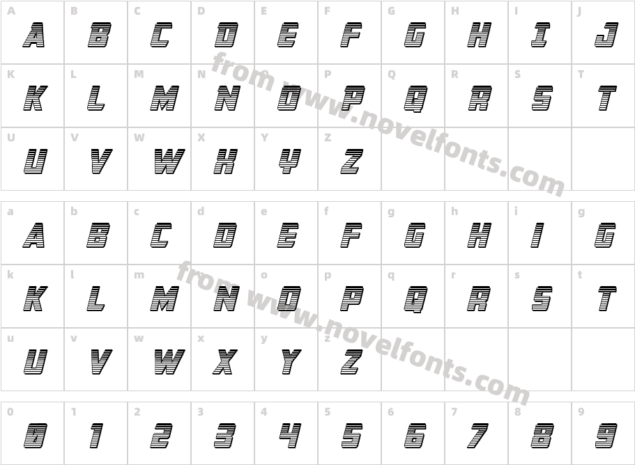 Buchanan Chrome ItalicCharacter Map