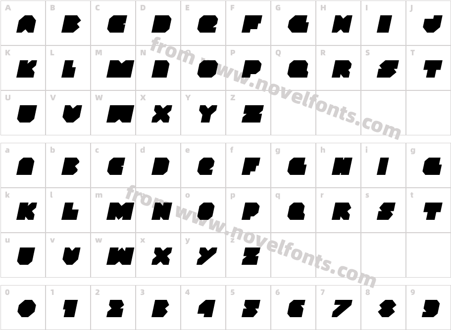 VX Rocket ItalicCharacter Map