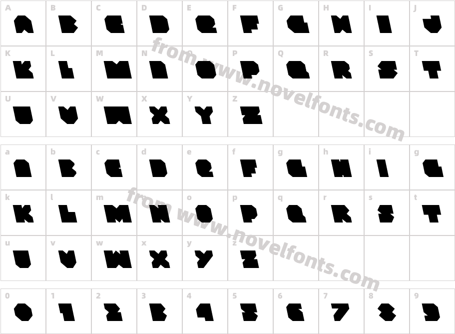 VX Rocket LeftalicCharacter Map