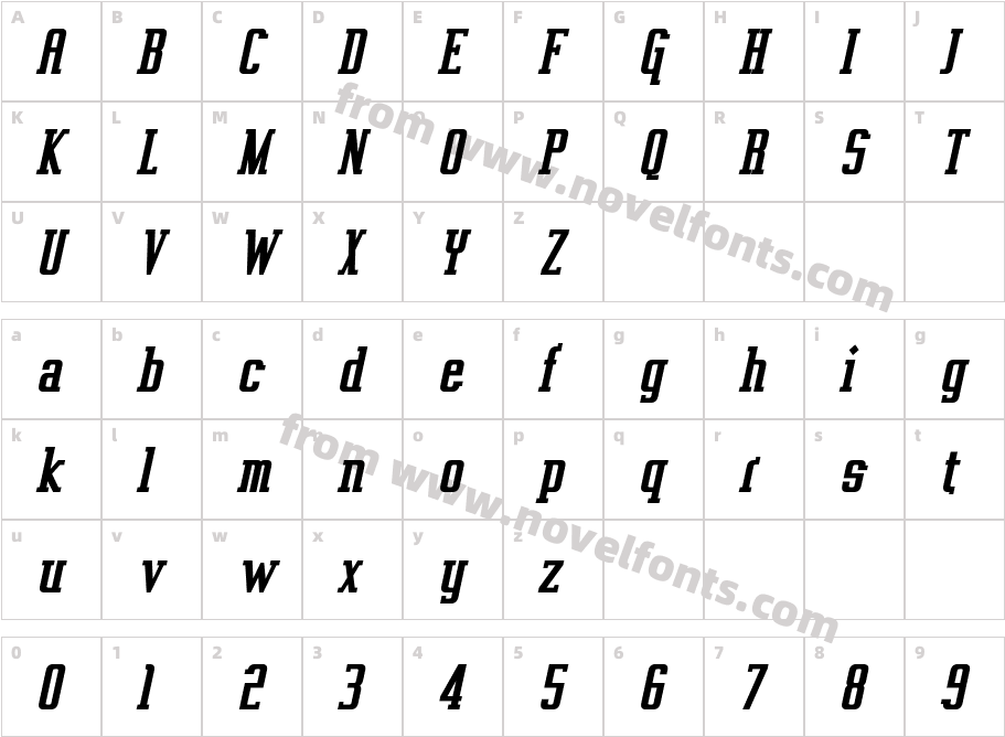 Vahika Bold ItalicCharacter Map