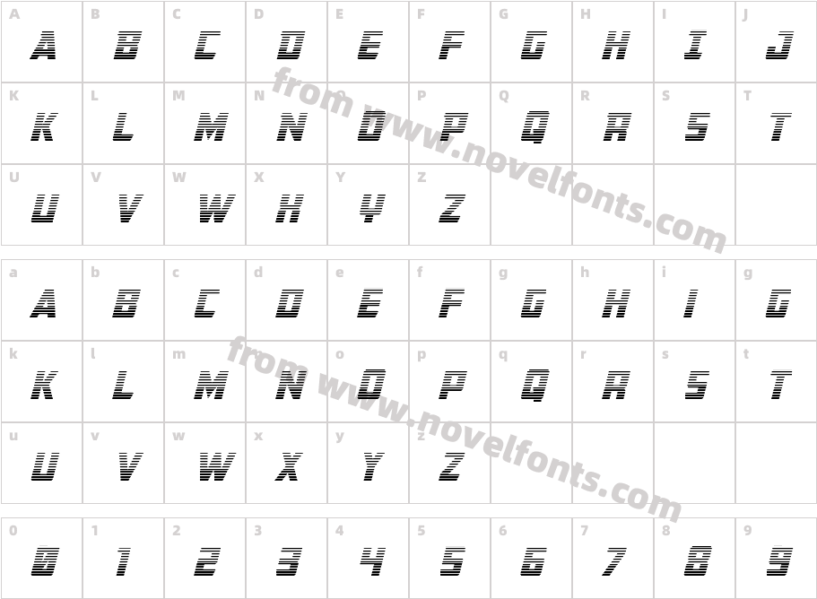 Buchanan Gradient ItalicCharacter Map