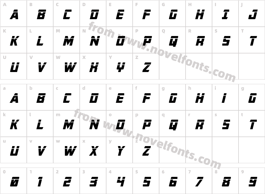 Buchanan Laser ItalicCharacter Map