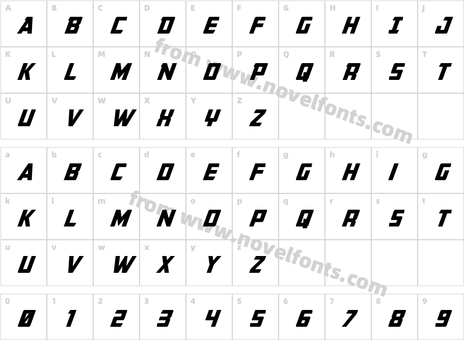 Buchanan Super ItalicCharacter Map