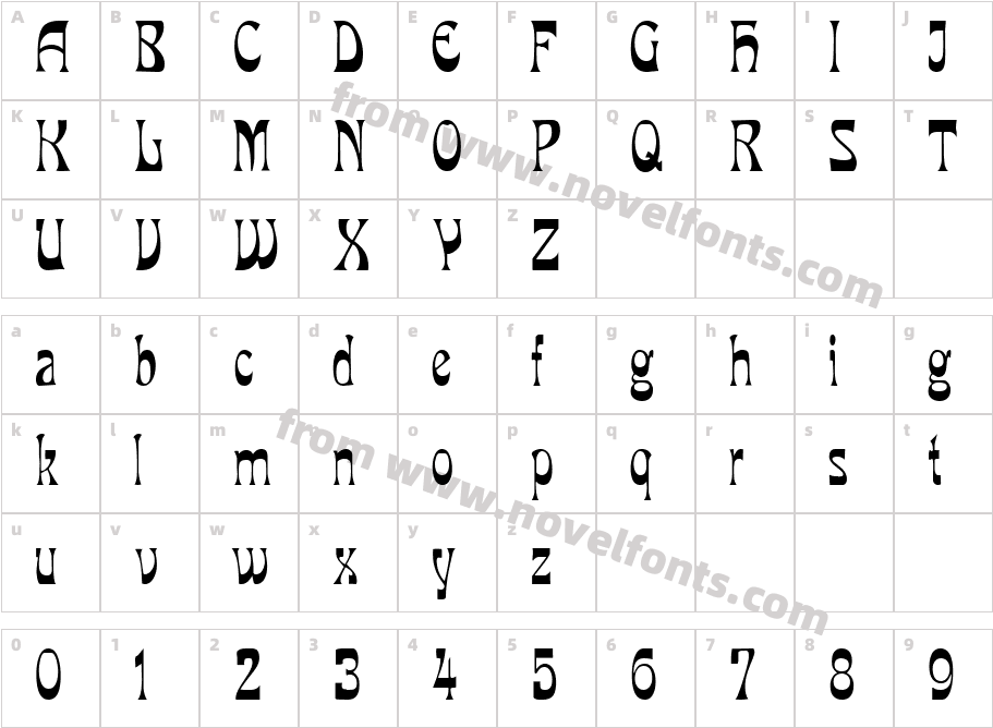 Van Veen Condensed RegularSWFTECharacter Map