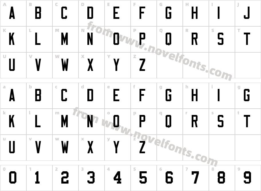 Varsity Block CCharacter Map