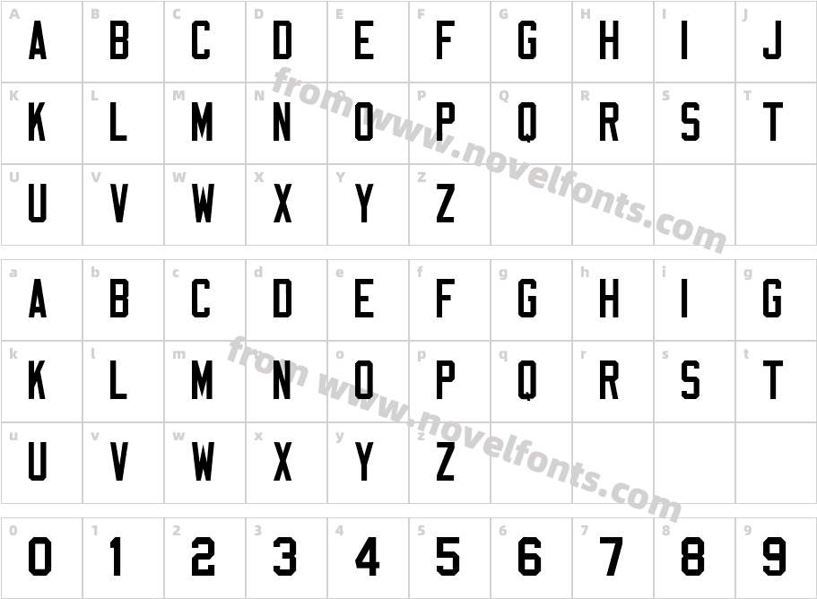 Varsity Block DCharacter Map