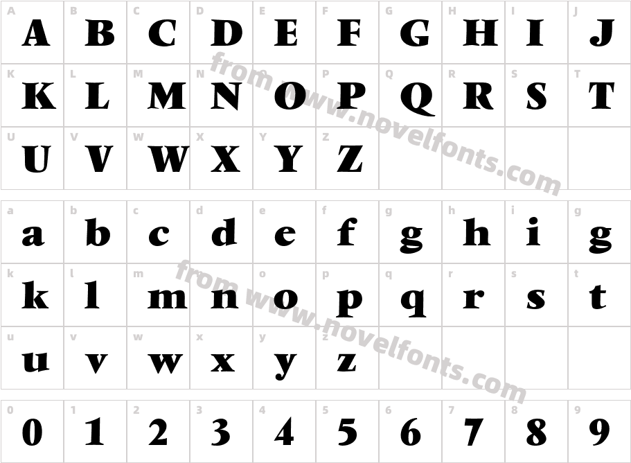 Vendome Two Extrabold RegularCharacter Map