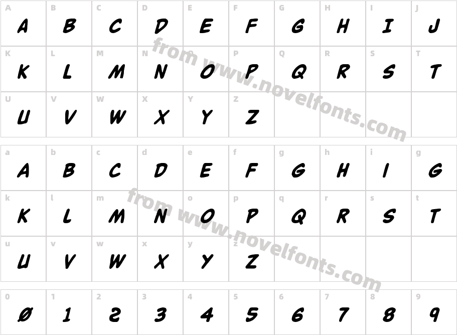 Buddy Champion Bold ItalicCharacter Map