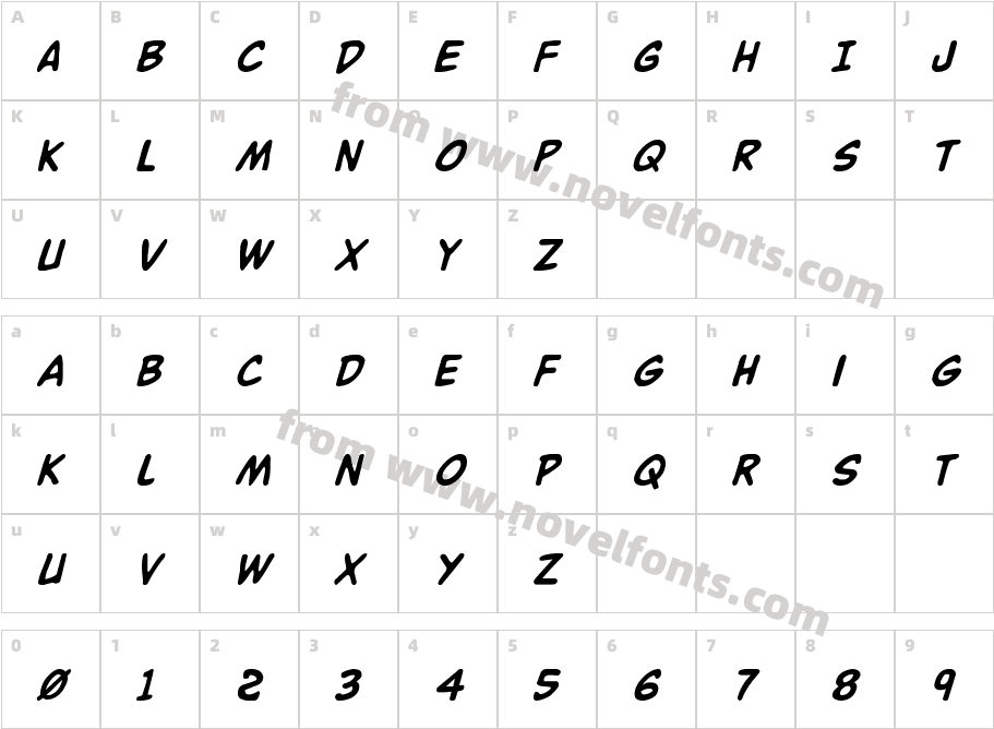 Buddy Champion ItalicCharacter Map