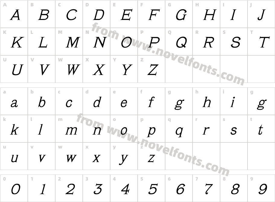 Verena ItalicCharacter Map