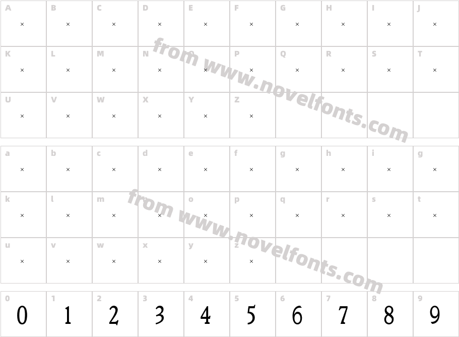 Veronese Book Condensed TabCharacter Map