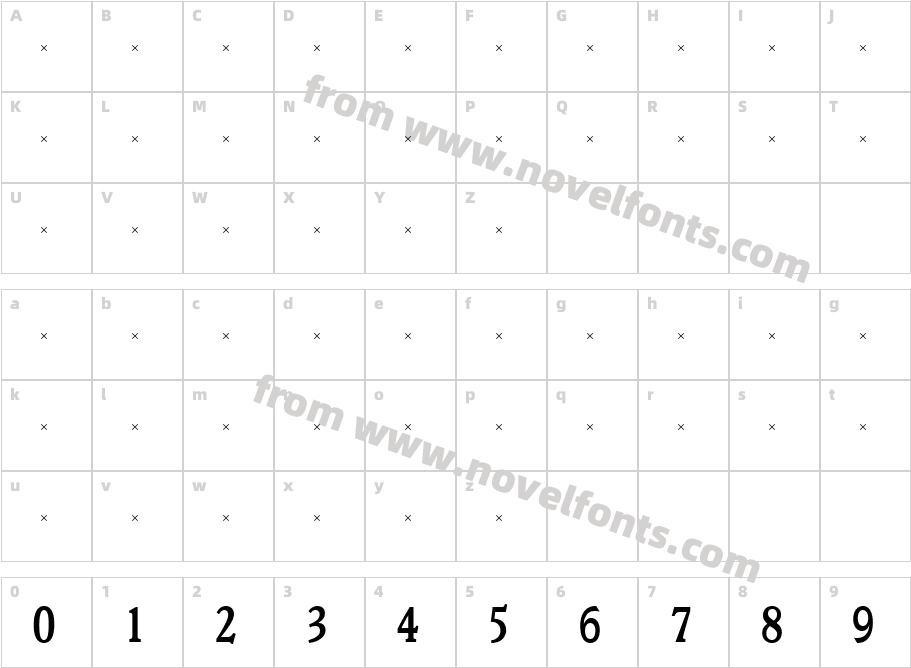 Veronese Medium Condensed TabCharacter Map