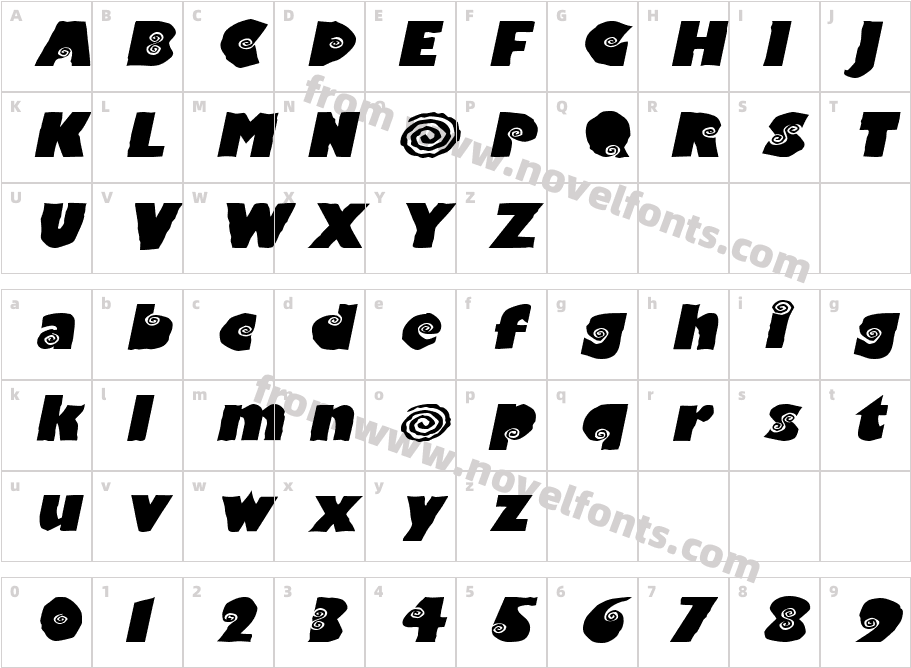 Vertigo Extended ObliqueSWFTECharacter Map