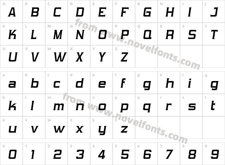 Vibrocentric Bold ItalicCharacter Map