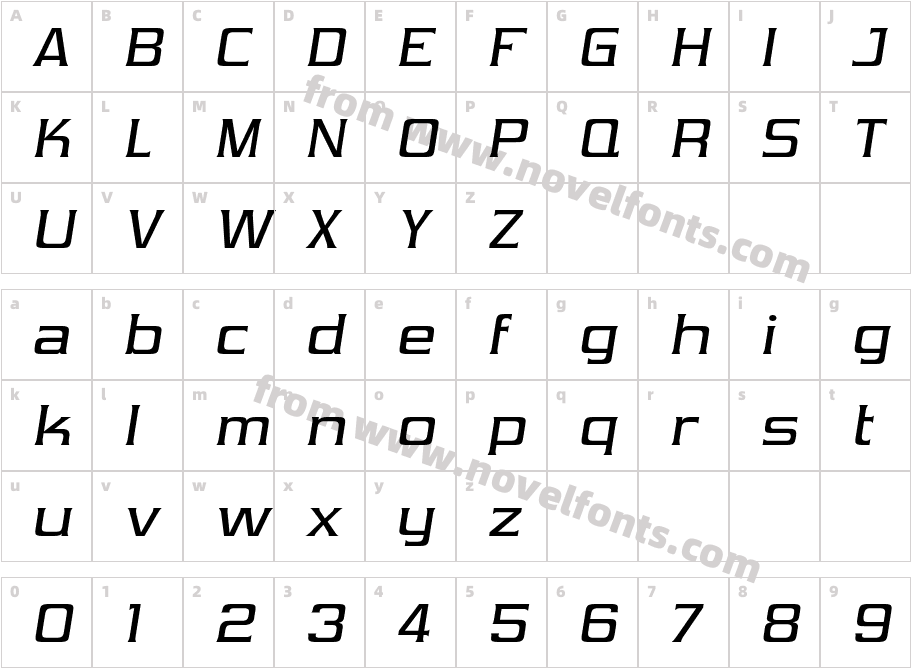 Vibrocentric ItalicCharacter Map