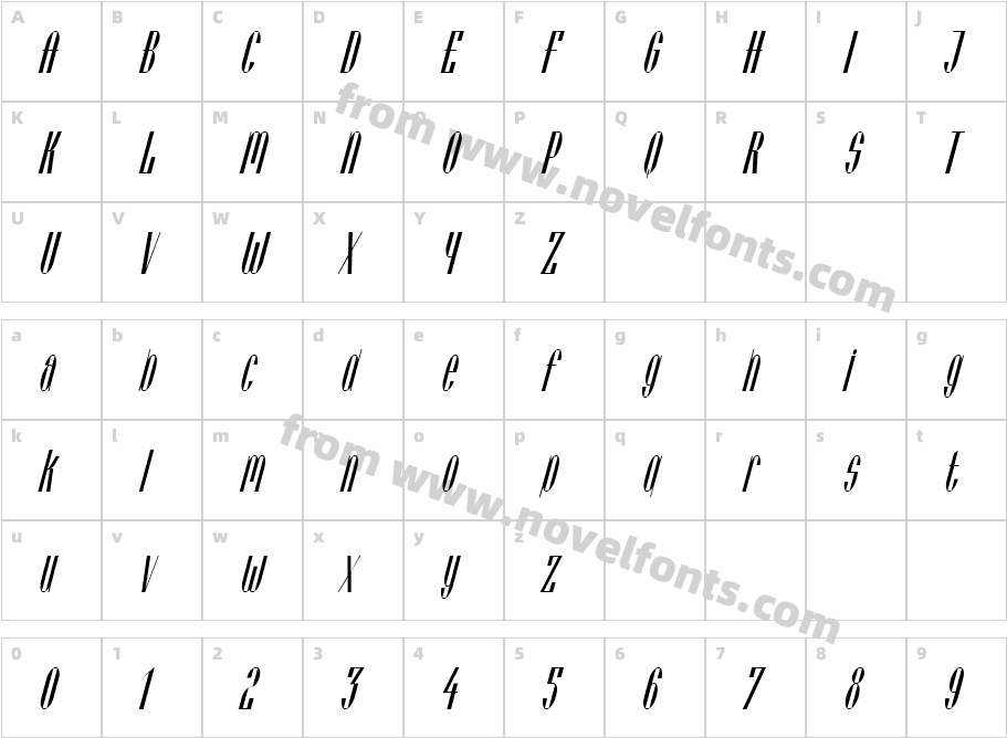 Vienese ItalicSWFTECharacter Map