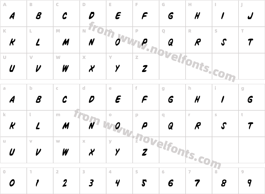 Vigilante Notes CondensedCharacter Map