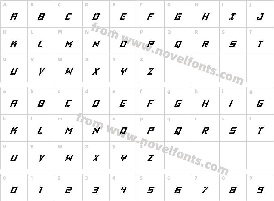 Viking Squad Condensed ItalicCharacter Map