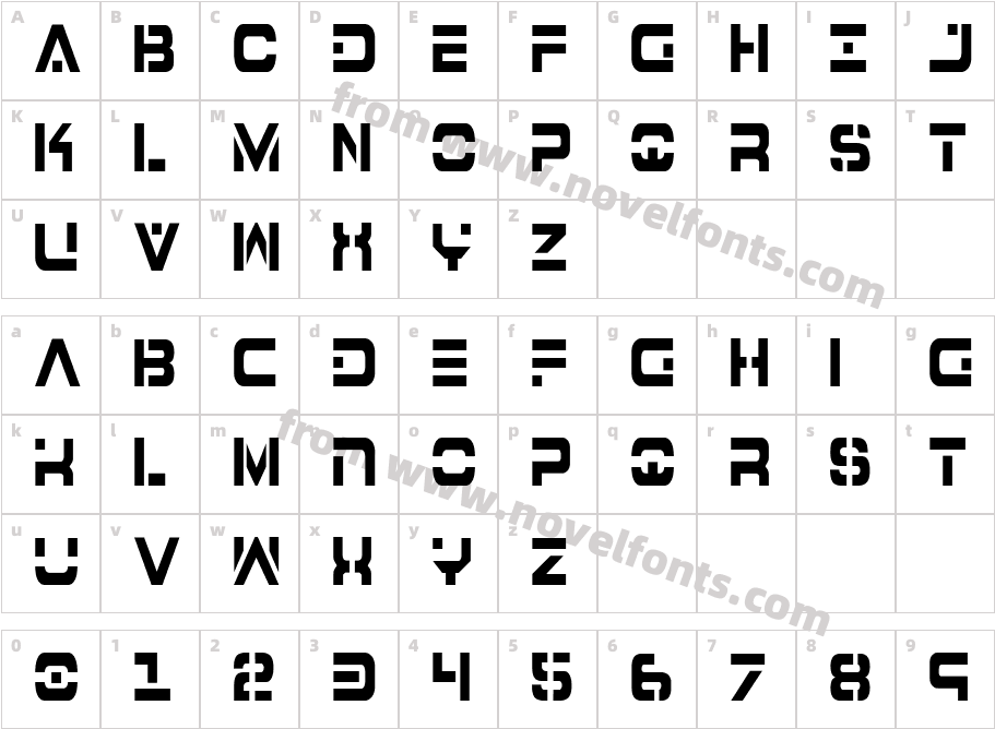 7th Service CondensedCharacter Map