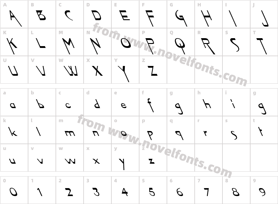 Vireo Font Extreme LeftiCharacter Map