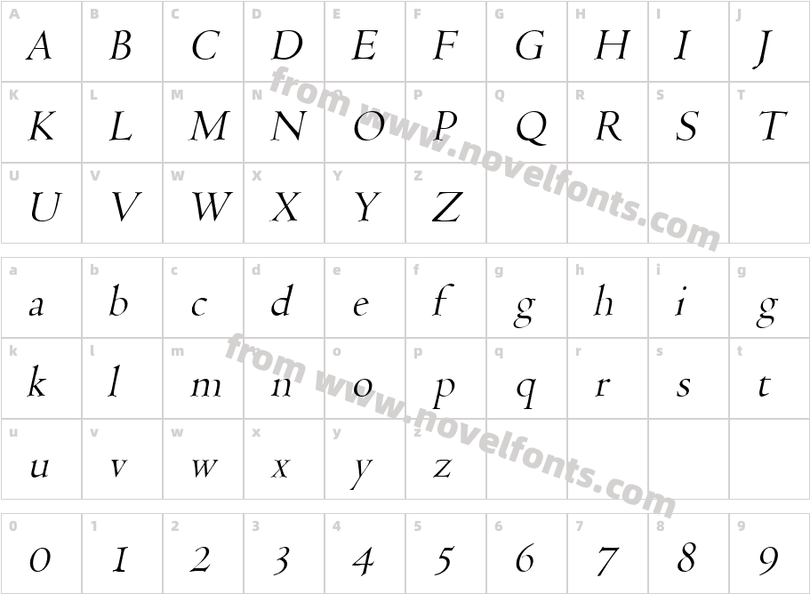 Viviene ItalicCharacter Map