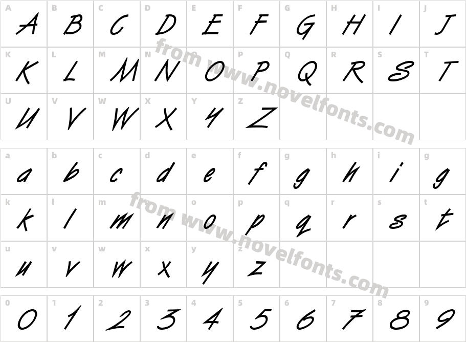 Vizier Heavy ItalicCharacter Map