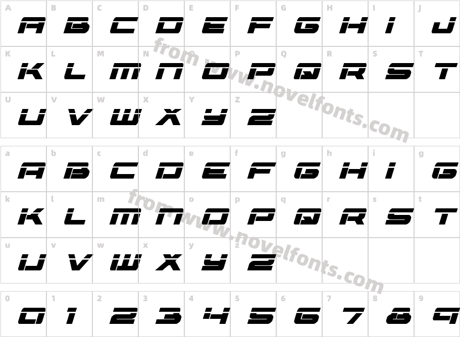 Vorpal Bold ItalicCharacter Map