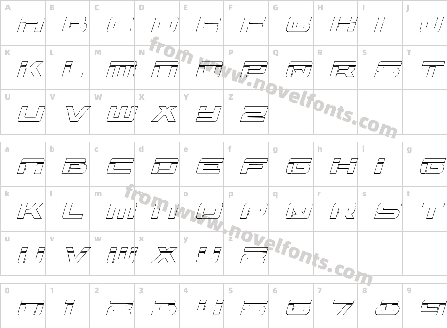 Vorpal Outline ItalicCharacter Map