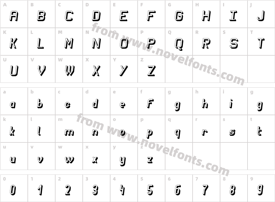 Wagon Sans Shaded ItalicCharacter Map